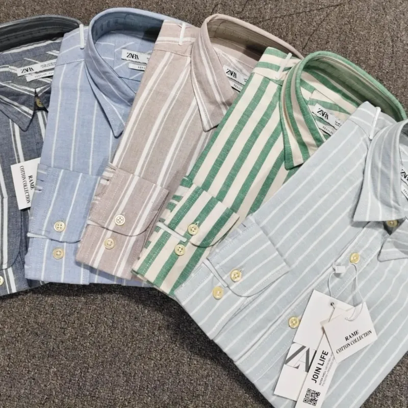 Men's Premium Heavyweight Long-Sleeve Striped Remi Cotton Shirt — Wholesale Bangladesh