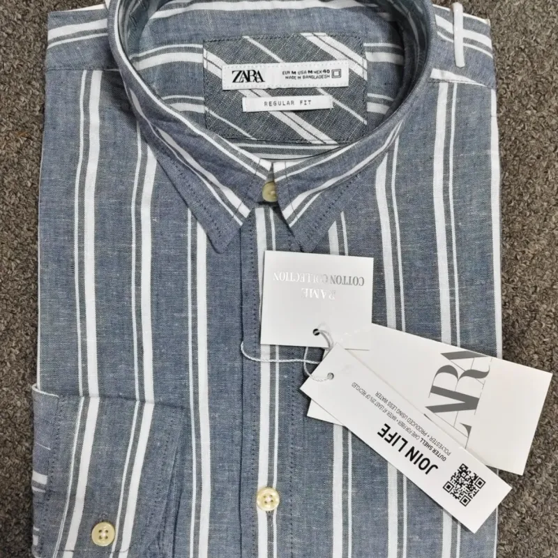 Men's Premium Heavyweight Long-Sleeve Striped Remi Cotton Shirt — Wholesale Bangladesh