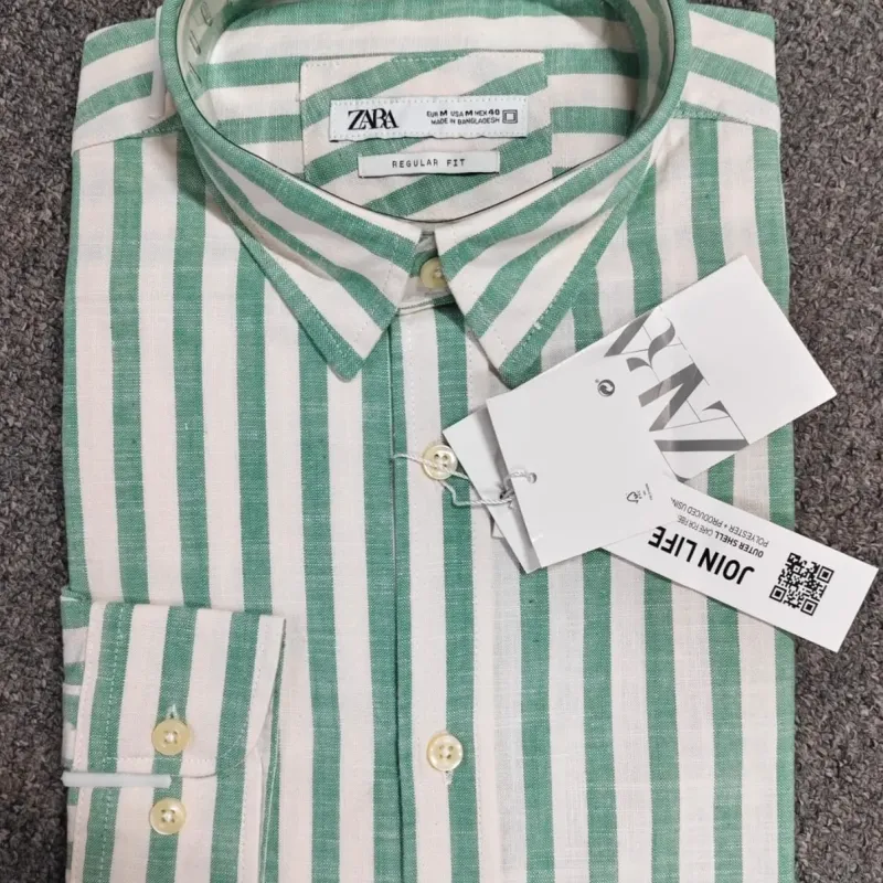 Men's Premium Heavyweight Long-Sleeve Striped Remi Cotton Shirt — Wholesale Bangladesh