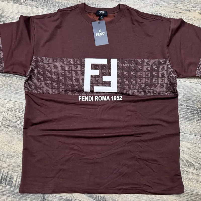 Fendi Men's Premium Stylish Round Neck Short Sleeve T-Shirt Wholesale Bangladesh