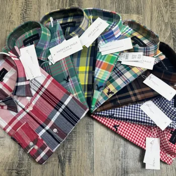 American Eagle Men's Oxford Cotton Check Long Sleep Shirt Wholesale – Everywear Bangladesh Ltd