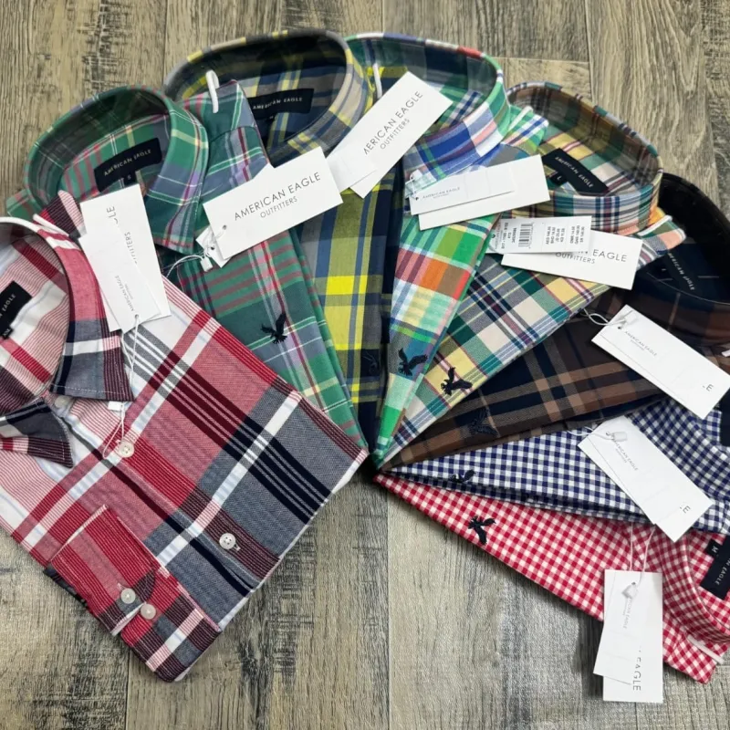 American Eagle Men's Oxford Cotton Check Long Sleep Shirt Wholesale – Everywear Bangladesh Ltd American Eagle Men's Oxford Cotton Check Long Sleep Shirt Wholesale – Everywear Bangladesh Ltd