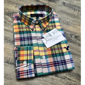 American Eagle Men's Oxford Cotton Check Long Sleep Shirt Wholesale – Everywear Bangladesh Ltd