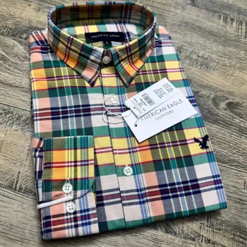 American Eagle Men's Oxford Cotton Check Long Sleep Shirt Wholesale – Everywear Bangladesh Ltd