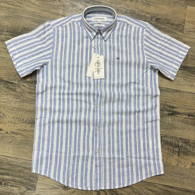 Calvin Klein Men's Short Sleeve Rami Cotton Stripe Shirt Wholesale – Everywear Bangladesh Ltd