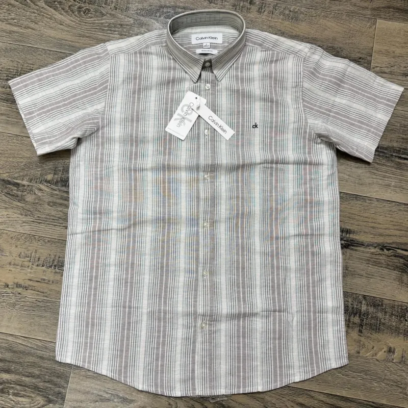 Calvin Klein Men's Short Sleeve Rami Cotton Stripe Shirt Wholesale – Everywear Bangladesh Ltd
