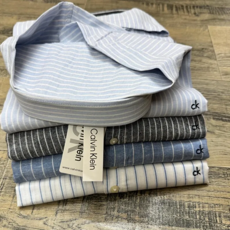 Calvin Klein Men's Short Sleeve Rami Cotton Stripe Shirt Wholesale – Everywear Bangladesh Ltd