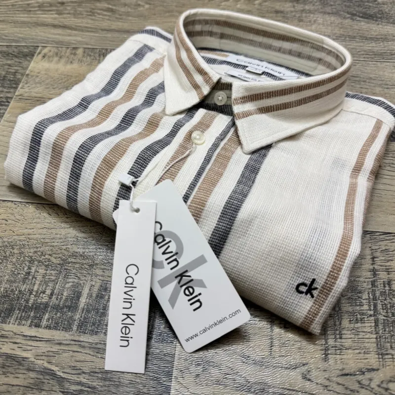 Calvin Klein Men's Short Sleeve Rami Cotton Stripe Shirt Wholesale – Everywear Bangladesh Ltd