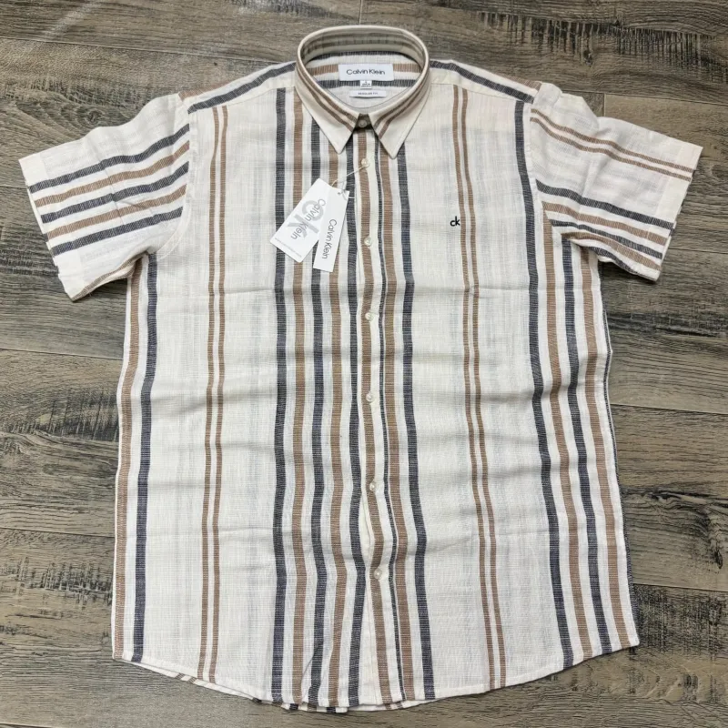 Calvin Klein Men's Short Sleeve Rami Cotton Stripe Shirt Wholesale – Everywear Bangladesh Ltd