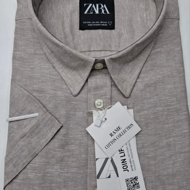 Zara Men's Short Sleeve Rami Cotton Shirt Wholesale – Everywear Bangladesh Ltd