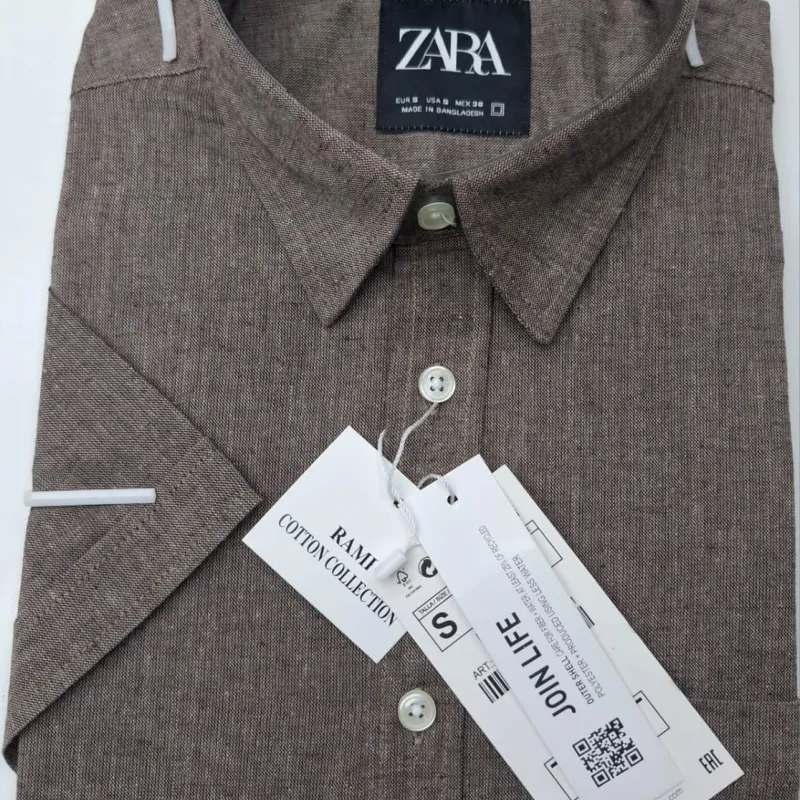 Zara Men's Short Sleeve Rami Cotton Shirt Wholesale – Everywear Bangladesh Ltd