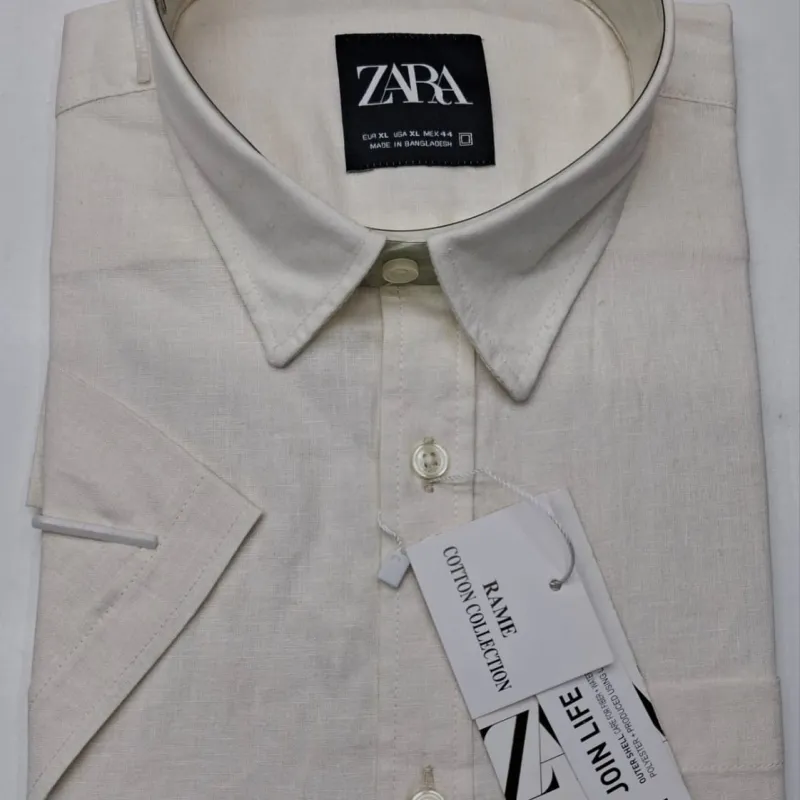 Zara Men's Short Sleeve Rami Cotton Shirt Wholesale – Everywear Bangladesh Ltd
