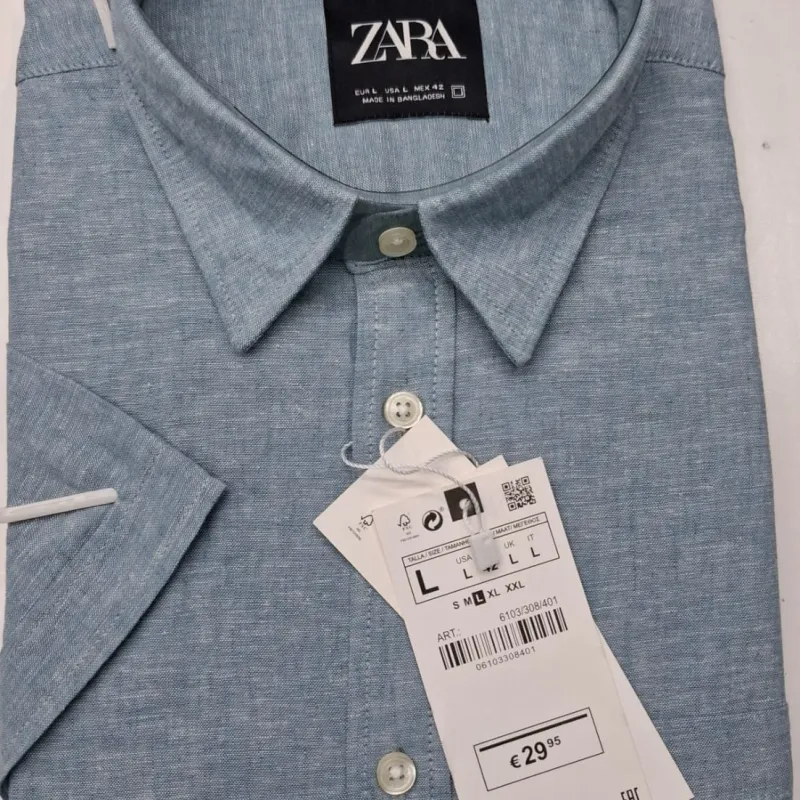 Zara Men's Short Sleeve Rami Cotton Shirt Wholesale – Everywear Bangladesh Ltd