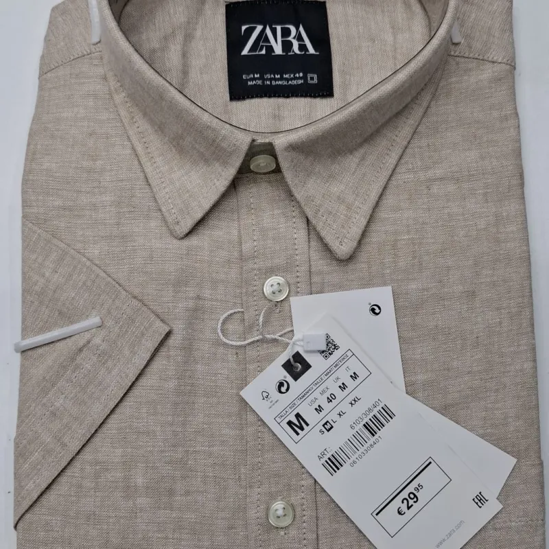 Zara Men's Short Sleeve Rami Cotton Shirt Wholesale – Everywear Bangladesh Ltd