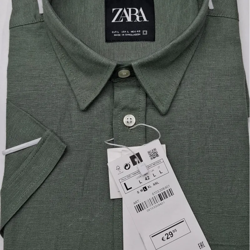 Zara Men's Short Sleeve Rami Cotton Shirt Wholesale – Everywear Bangladesh Ltd