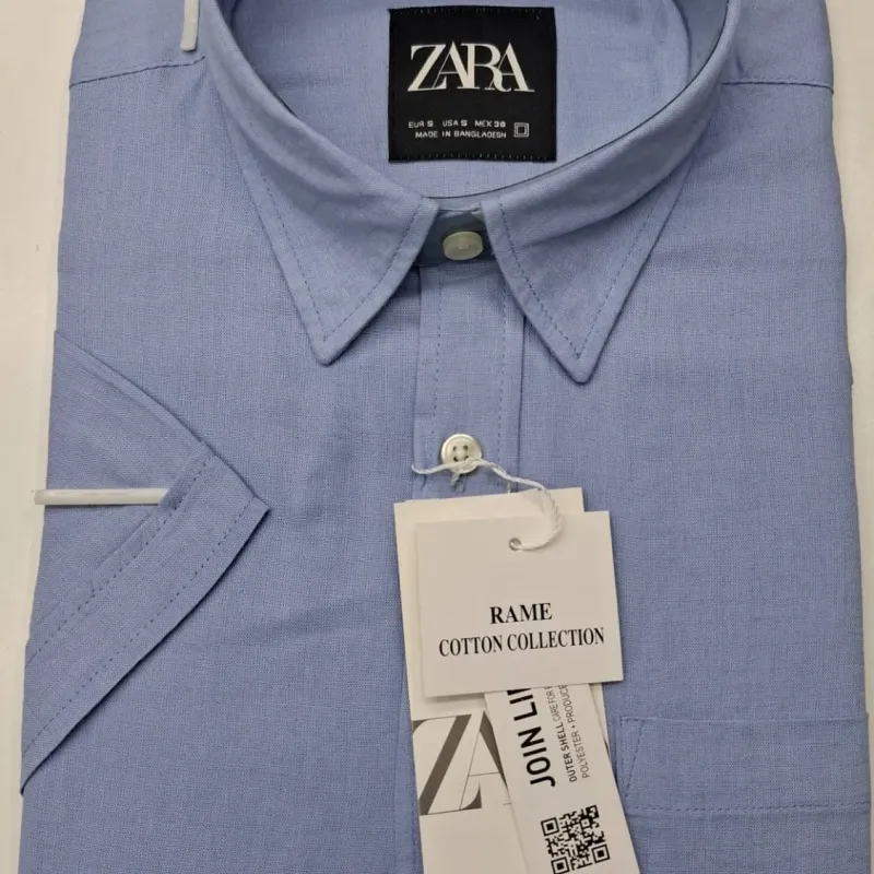 Zara Men's Short Sleeve Rami Cotton Shirt Wholesale – Everywear Bangladesh Ltd
