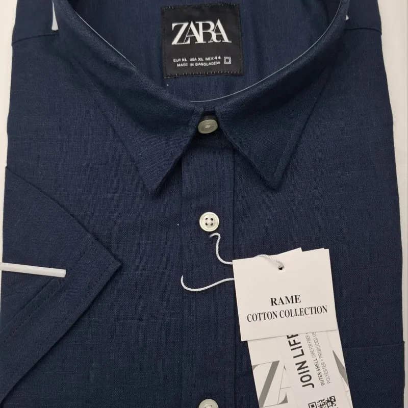 Zara Men's Short Sleeve Rami Cotton Shirt Wholesale – Everywear Bangladesh Ltd