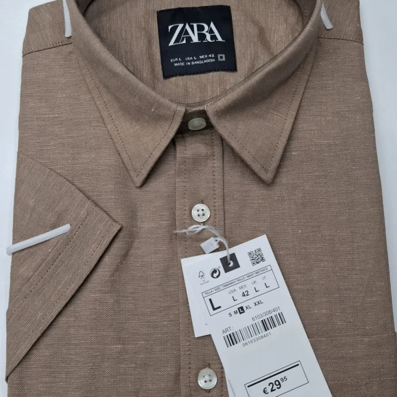 Zara Men's Short Sleeve Rami Cotton Shirt Wholesale – Everywear Bangladesh Ltd