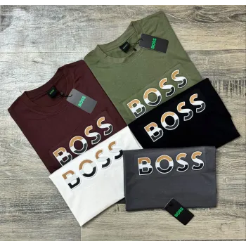 Boss Men's Premium Stylish Round Neck Short Sleeve T‑Shirt Wholesale 