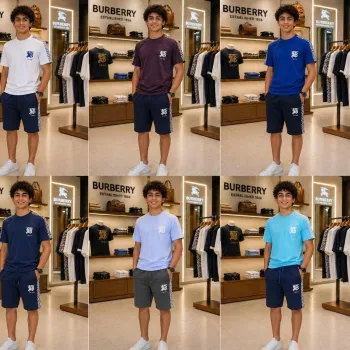 Burberry Boys SS T-Shirt Hidden City Print & 3 Quarter Terry Shorts Set Wholesale Bangladesh