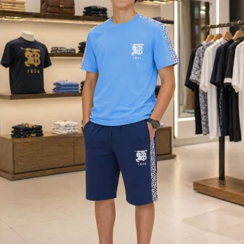 Burberry Boys SS T-Shirt Hidden City Print & 3 Quarter Terry Shorts Set Wholesale Bangladesh