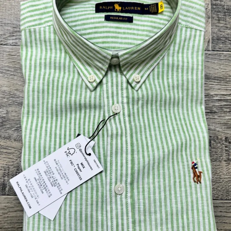 Ralph Lauren Men’s Premium Original Export Quality Ramie Stripe Long Sleeve Shirt Wholesale Bangladesh