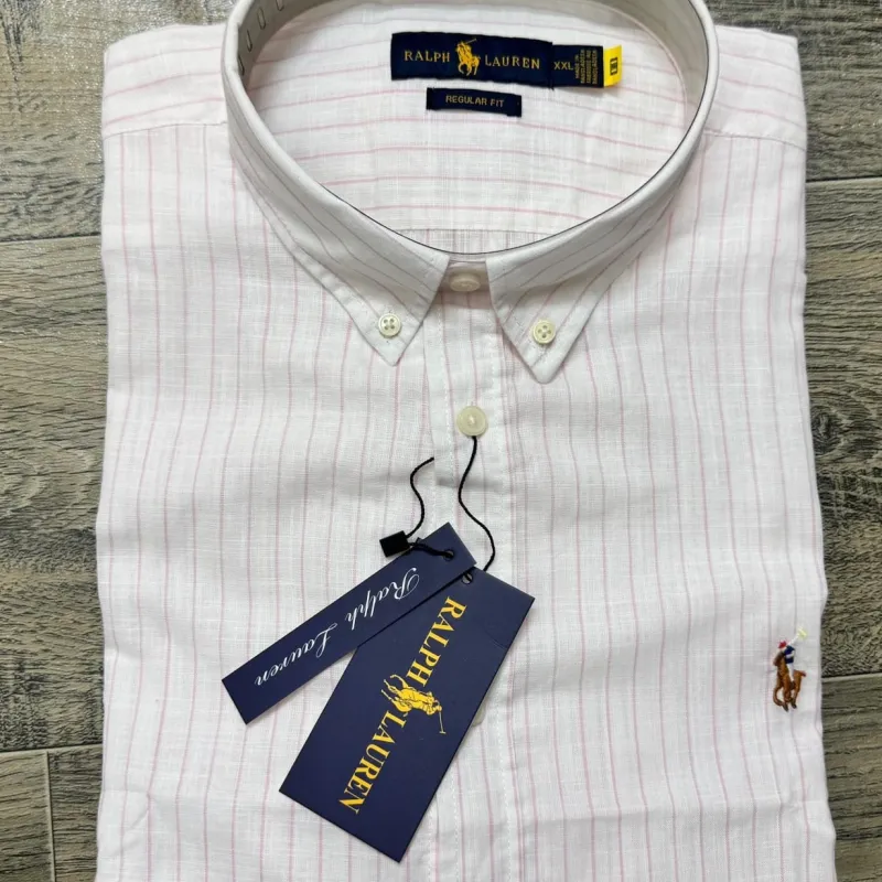 Ralph Lauren Men’s Premium Original Export Quality Ramie Stripe Long Sleeve Shirt Wholesale Bangladesh