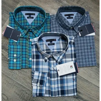 Tommy Hilfiger Men’s Premium Stylish Ramie Cotton Check Long Sleeve Shirt Wholesale Bangladesh