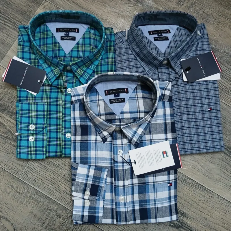 Tommy Hilfiger Men’s Premium Stylish Ramie Cotton Check Long Sleeve Shirt Wholesale Bangladesh