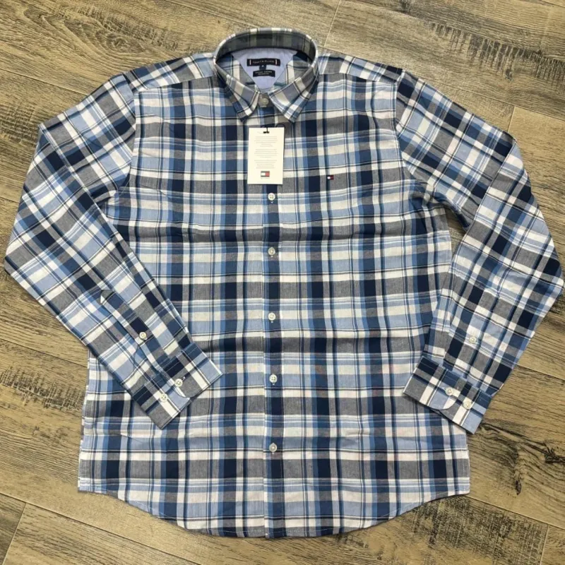 Tommy Hilfiger Men’s Premium Stylish Ramie Cotton Check Long Sleeve Shirt Wholesale Bangladesh