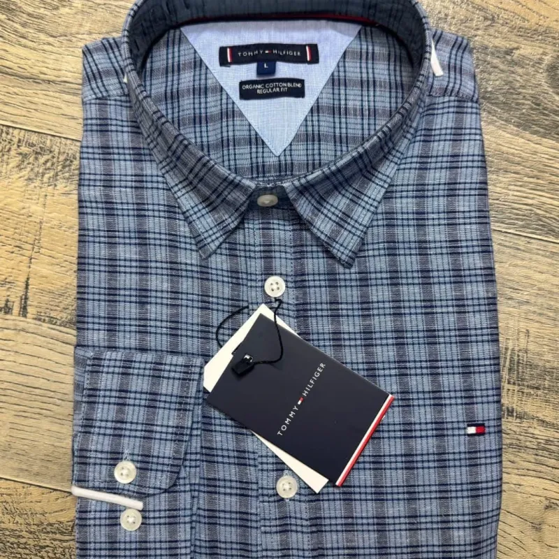 Tommy Hilfiger Men’s Premium Stylish Ramie Cotton Check Long Sleeve Shirt Wholesale Bangladesh