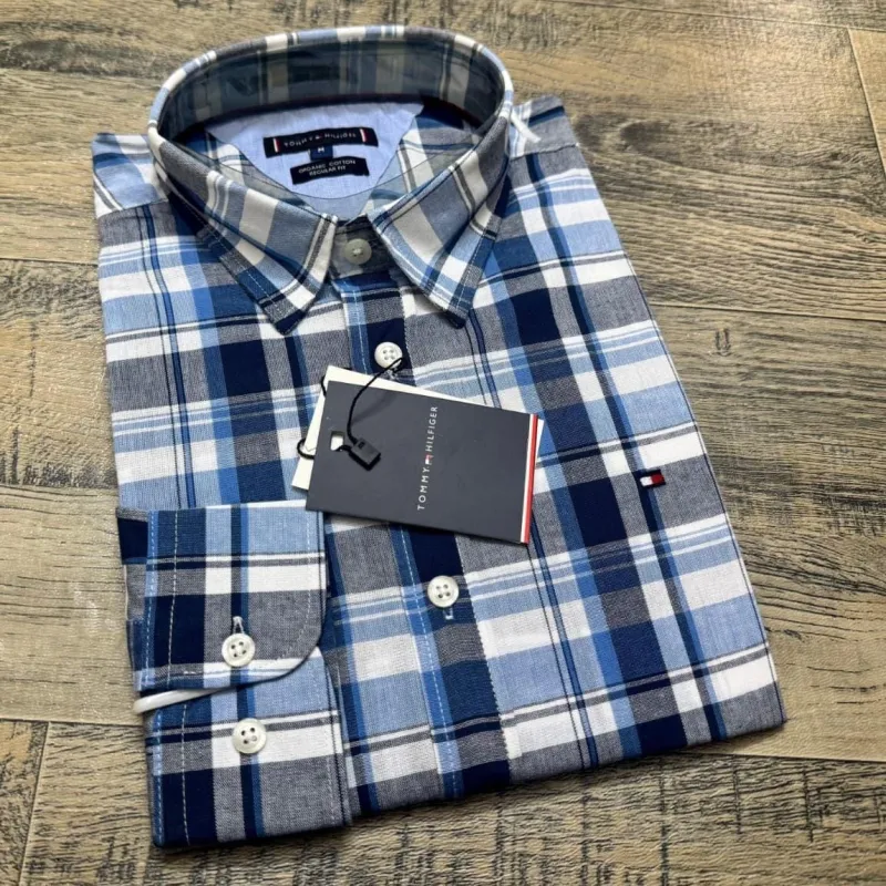 Tommy Hilfiger Men’s Premium Stylish Ramie Cotton Check Long Sleeve Shirt Wholesale Bangladesh