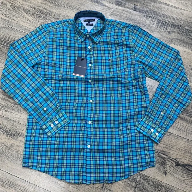 Tommy Hilfiger Men’s Premium Stylish Ramie Cotton Check Long Sleeve Shirt Wholesale Bangladesh