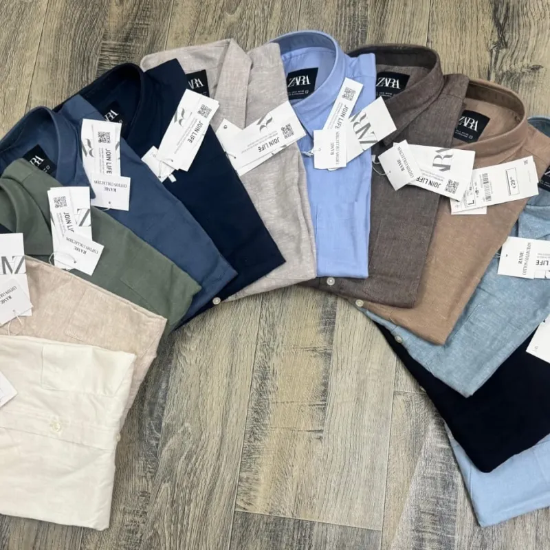 Zara Men’s Premium Stylish Ramie Cotton Solid Short Sleeve Shirt Wholesale Bangladesh