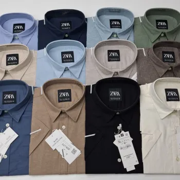 Zara Men’s Premium Stylish Ramie Cotton Solid Short Sleeve Shirt Wholesale Bangladesh