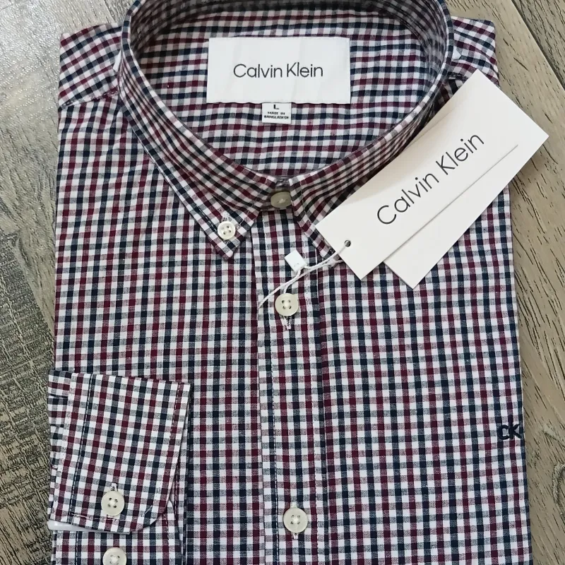 Calvin Klein Men’s Premium Stylish Cotton Check Long Sleeve Shirt Wholesale Bangladesh