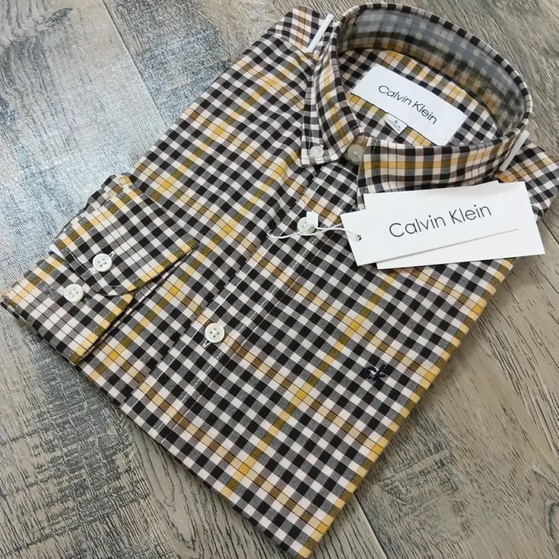 Calvin Klein Men’s Premium Stylish Cotton Check Long Sleeve Shirt Wholesale Bangladesh