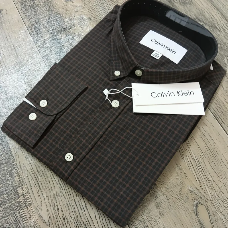 Calvin Klein Men’s Premium Stylish Cotton Check Long Sleeve Shirt Wholesale Bangladesh
