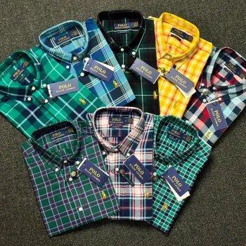Ralph Lauren Men’s Premium Stylish Cotton Flannel Short Sleeve Check Shirt Wholesale Bangladesh