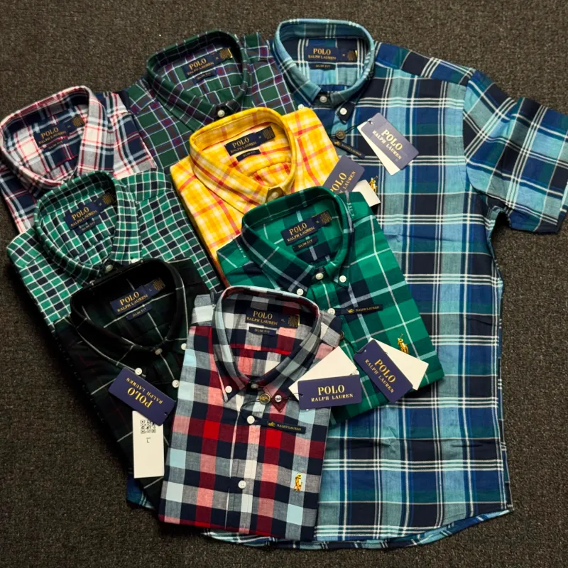 Ralph Lauren Men’s Premium Stylish Cotton Flannel Short Sleeve Check Shirt Wholesale Bangladesh