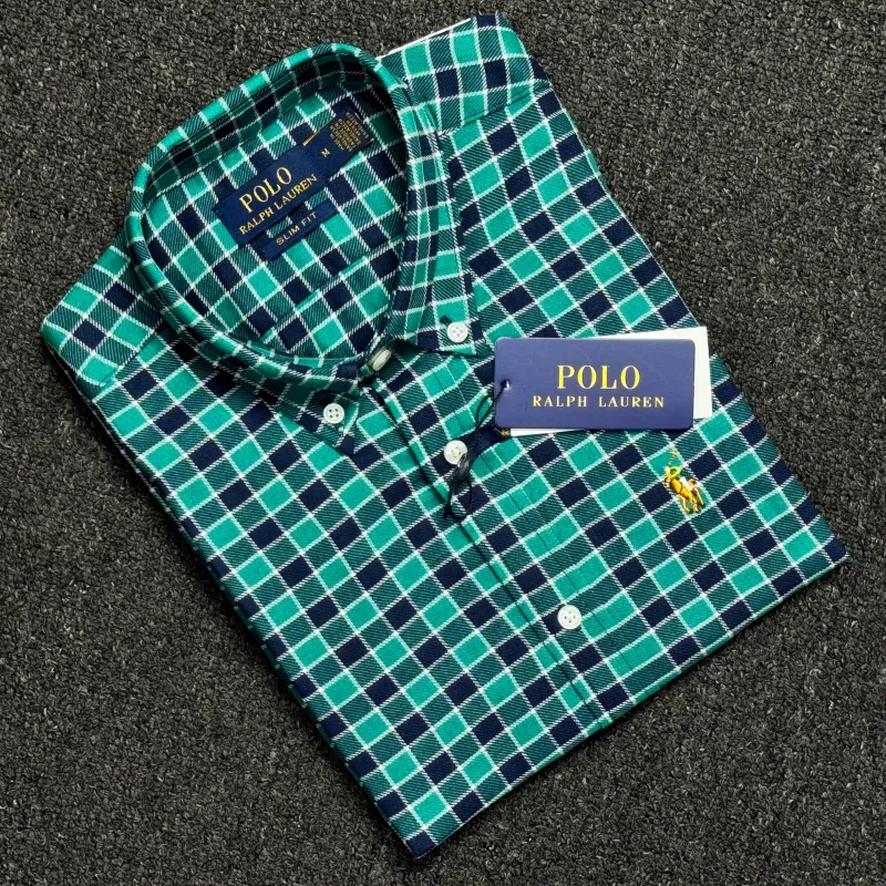 Ralph Lauren Men’s Premium Stylish Cotton Flannel Short Sleeve Check Shirt Wholesale Bangladesh