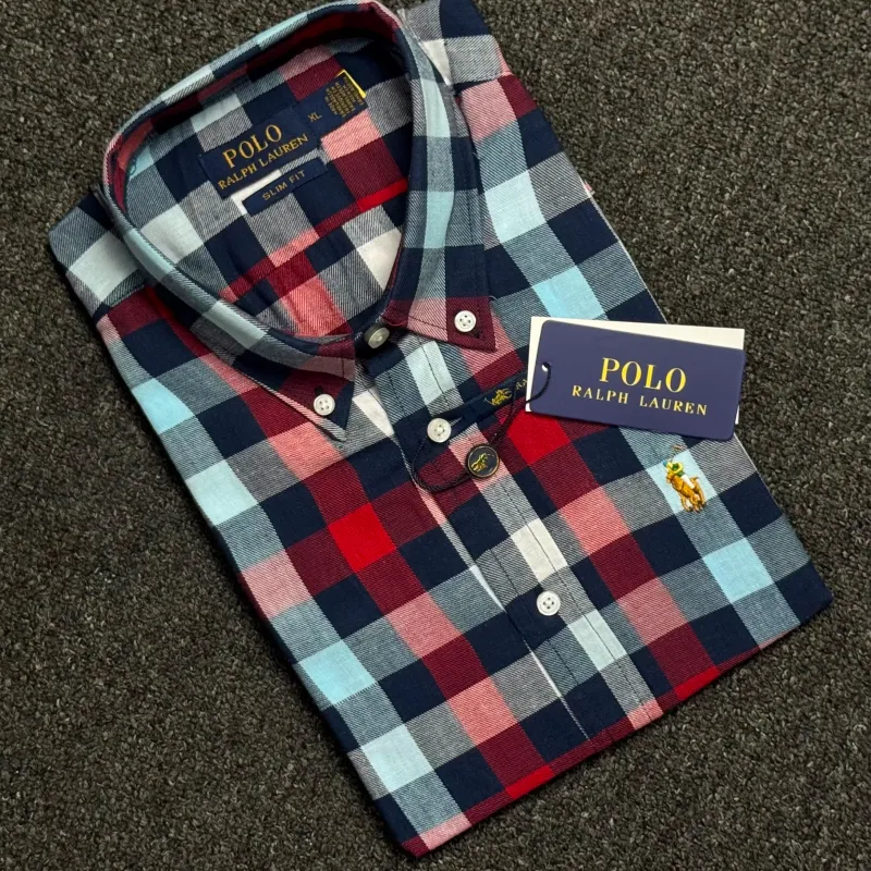 Ralph Lauren Men’s Premium Stylish Cotton Flannel Short Sleeve Check Shirt Wholesale Bangladesh