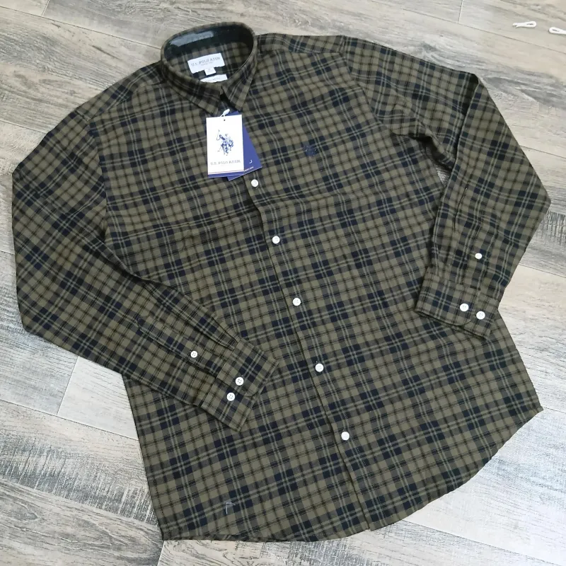 US Polo Men’s Premium Stylish Cotton Check Long Sleeve Shirt Wholesale Bangladesh