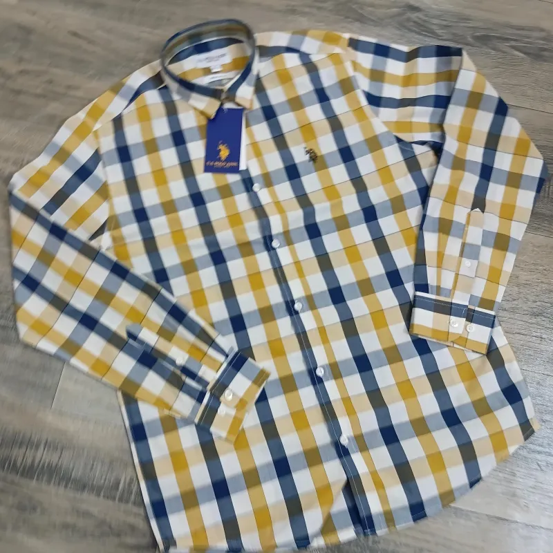 US Polo Men’s Premium Stylish Cotton Check Long Sleeve Shirt Wholesale Bangladesh