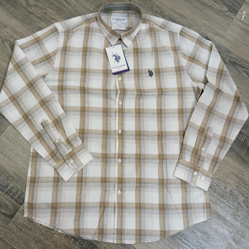 US Polo Men’s Premium Stylish Cotton Check Long Sleeve Shirt Wholesale Bangladesh