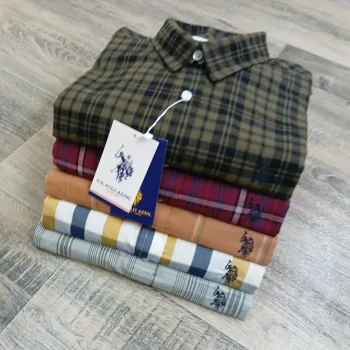 US Polo Men’s Premium Stylish Cotton Check Long Sleeve Shirt Wholesale Bangladesh