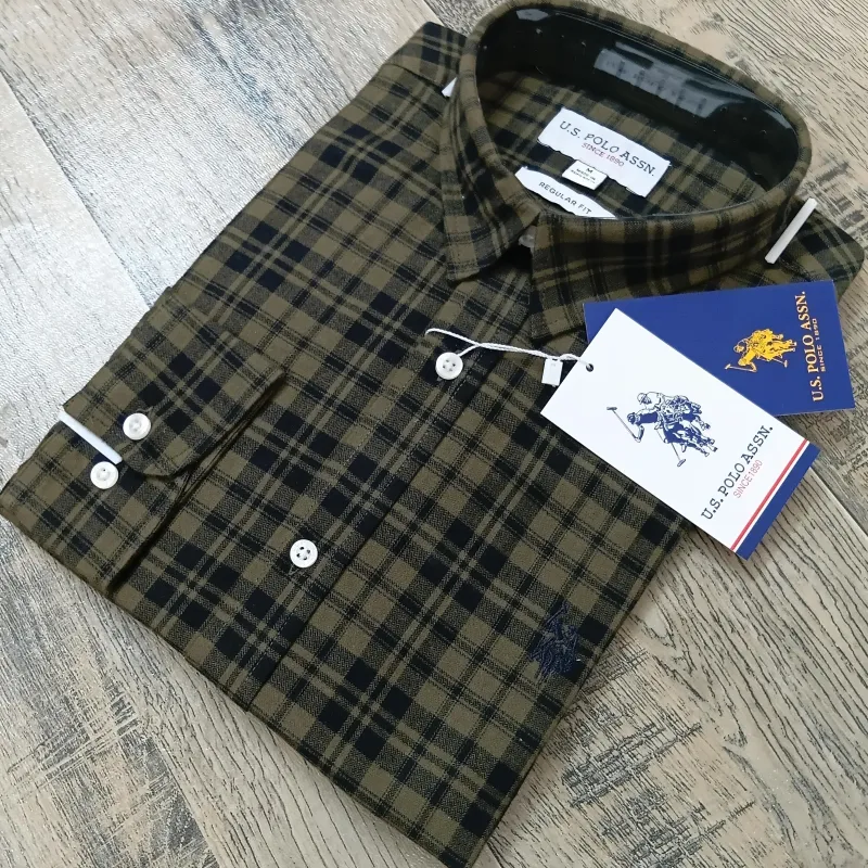 US Polo Men’s Premium Stylish Cotton Check Long Sleeve Shirt Wholesale Bangladesh