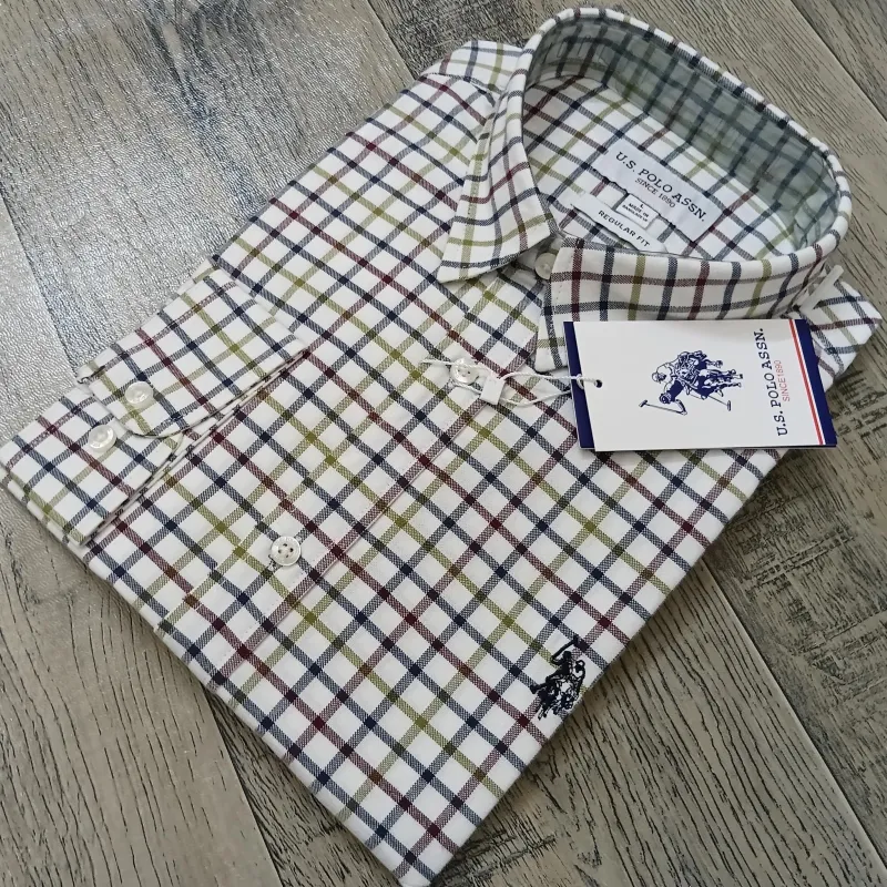 US Polo Men’s Premium Stylish Cotton Check Long Sleeve Shirt Wholesale Bangladesh