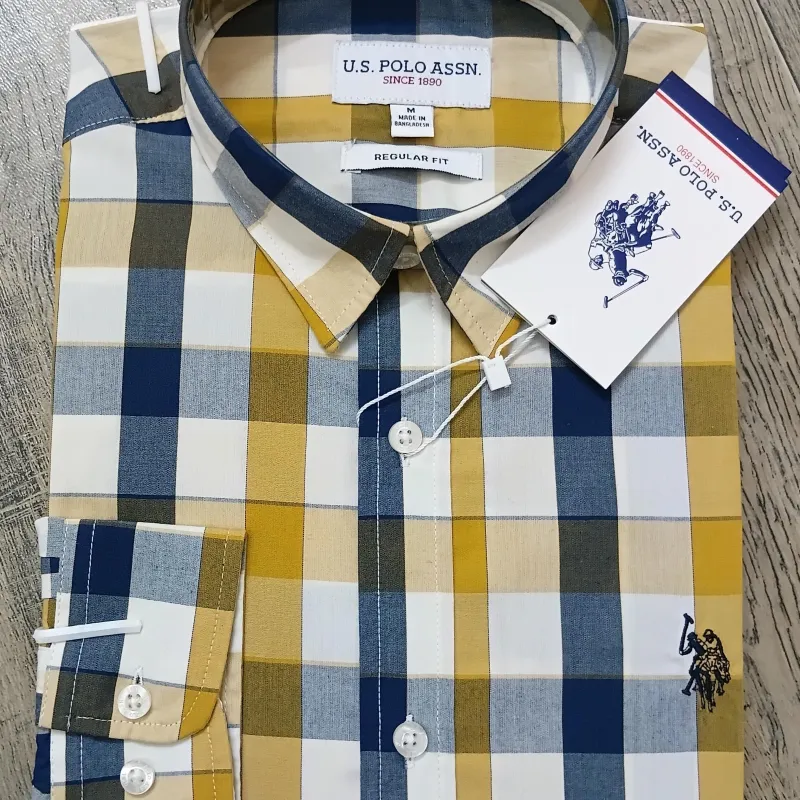 US Polo Men’s Premium Stylish Cotton Check Long Sleeve Shirt Wholesale Bangladesh
