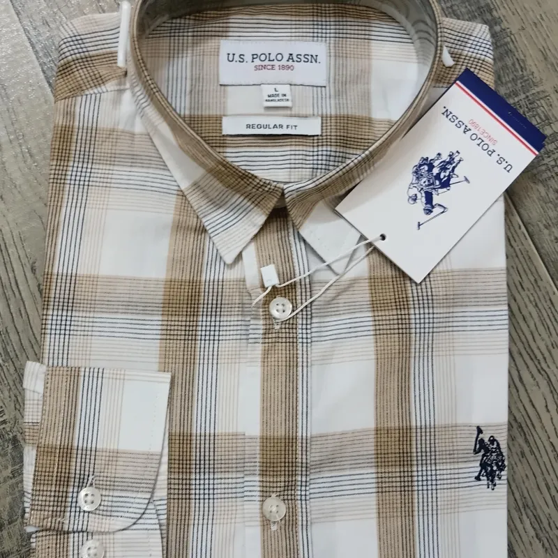 US Polo Men’s Premium Stylish Cotton Check Long Sleeve Shirt Wholesale Bangladesh